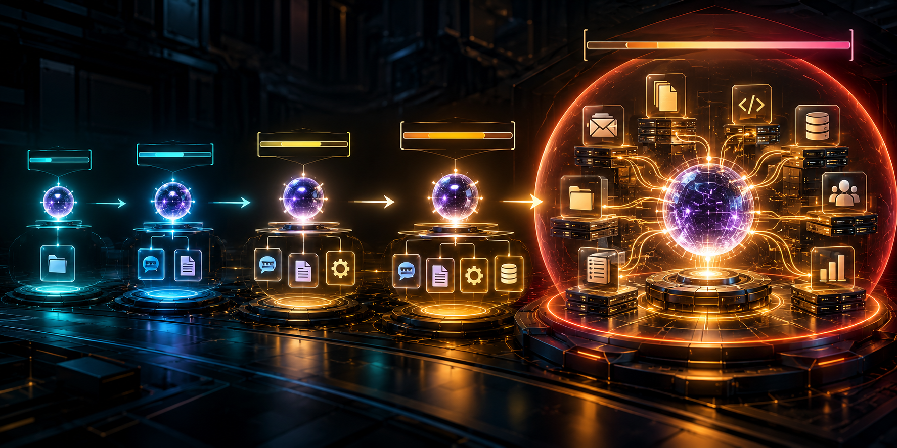An agent's permissions expanding quietly from a narrow pilot scope into broad combined access across email, files, ticketing, and code systems.